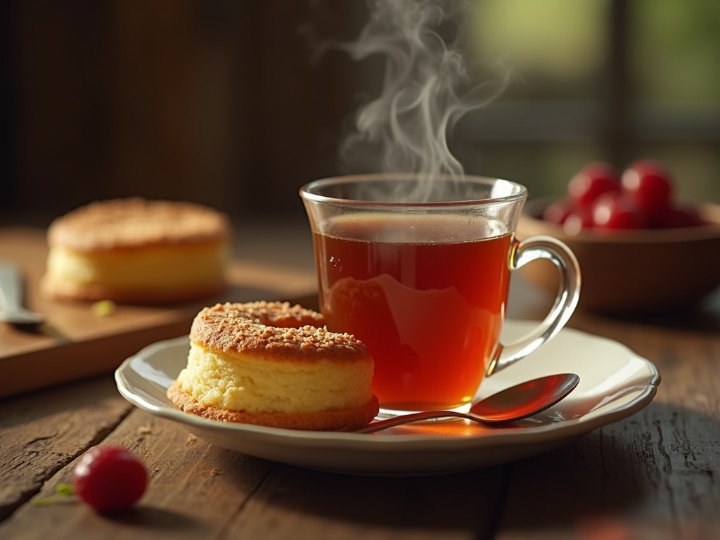 Taze Demlenmiş Çay ile Aromalı Kek
