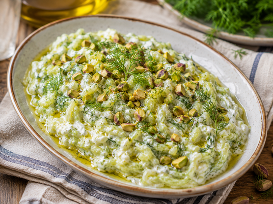 Zeytinyağlı, Dereotlu, Fıstıklı Kabak Salatası
